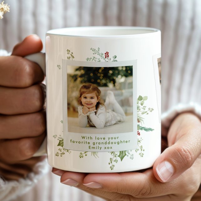 Elegant Festive botaniskt julfoto Album Kaffemugg (Skapare uppladdad)
