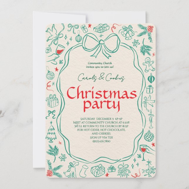 Elegant Festive Christmas Party Invitation Inbjudningar (Framsida)
