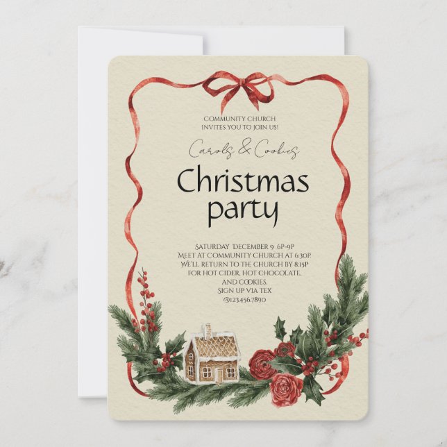 Elegant Festive Christmas Party Invitation Inbjudningar (Framsida)