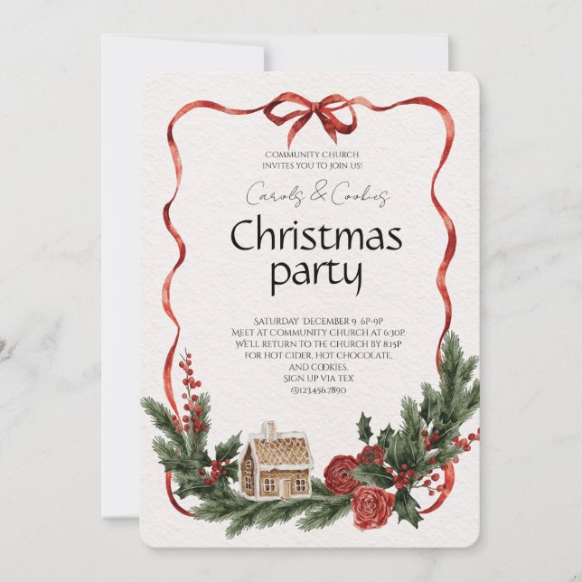 Elegant Festive Christmas Party Invitation Inbjudningar (Framsida)