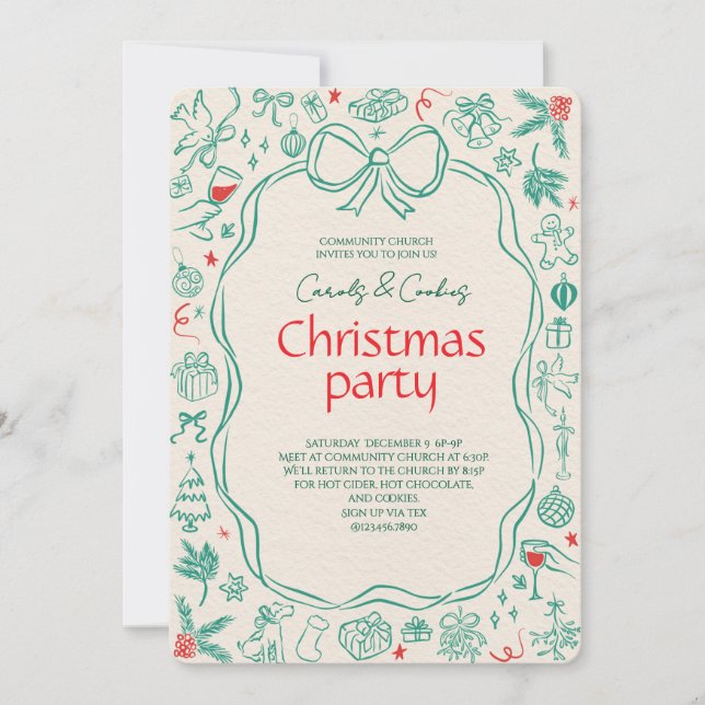 Elegant Festive Christmas Party Invitation Inbjudningar (Framsida)