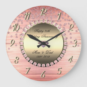 Elegant Festive Diamonds 25:e Bröllop-årsdagen Stor Klocka