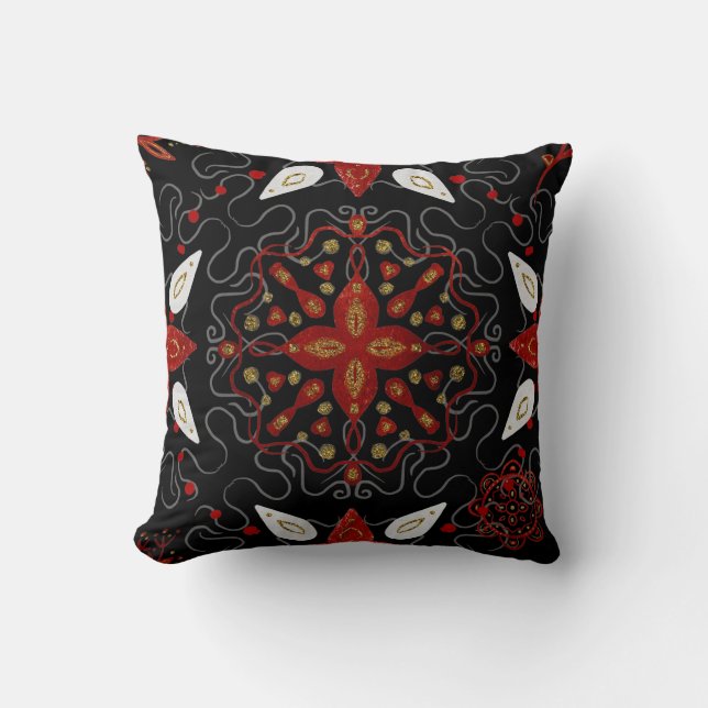 Elegant, festive feel symmetrical floral pattern kudde (Framsida)