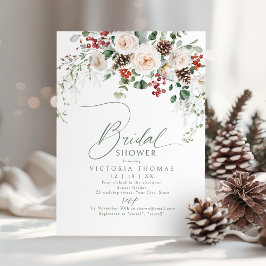Elegant Festive Floral Holiday bridal shower Inbjudningar