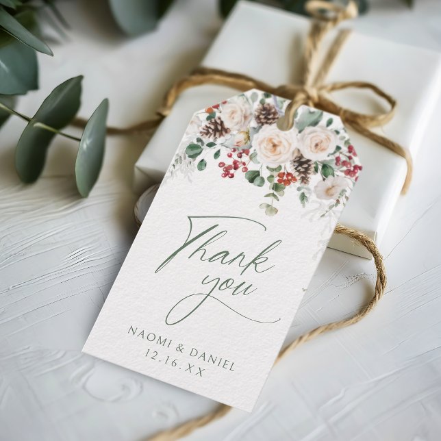 Elegant Festive Floral Holiday thank you favors Presentetikett (Elegant Festive Floral Holiday thank you favors Gift Tags)