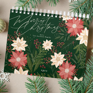 Elegant Festive God jul Poinsettia Helgdag Kalender