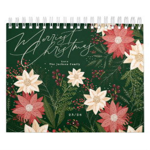 Elegant Festive God jul Poinsettia Helgdag Kalender