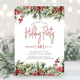 Elegant Festive Greenery Julfest Inbjudningar