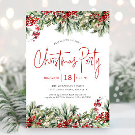 Elegant Festive Greenery Julfest Inbjudningar