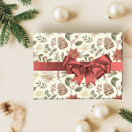 Elegant Festive Helgdag Ivory Poinsettia Presentpapper