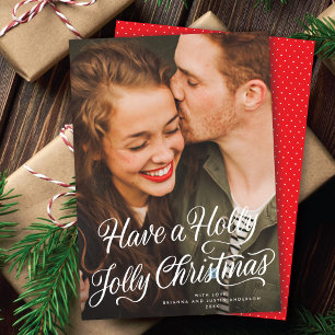 Elegant Festive Holly Jolly-julskript - foto Julkort