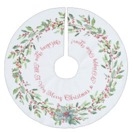 Elegant, Festive Holly, Red and White, jul Julgransmatta Borstad Polyester