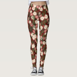 Elegant Festive jul Poinsettia Helgdag Leggings