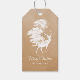 Elegant Festive Kraft Papper White Hjort Presentetikett