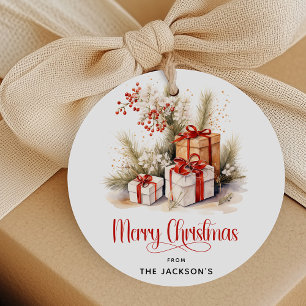 Elegant Festive Merry Christams Gift Gåvor Etiketter