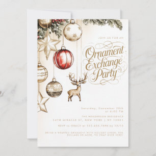 Elegant Festive Ornament Exchange jul Party Inbjudningar