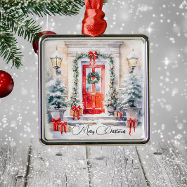 Elegant Festive Red Door God jul Julgransprydnad Metall