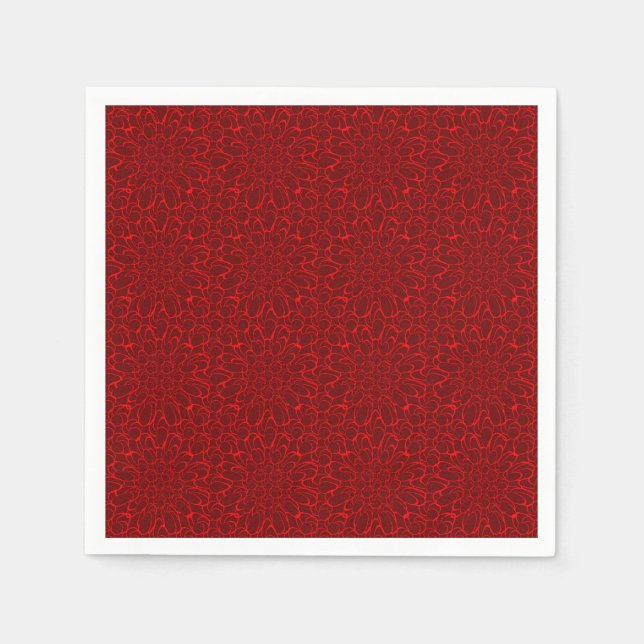 Elegant festive red floral pattern pappersservett (Framsidan)
