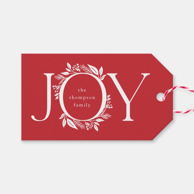 Elegant Festive Red Joy Helgdag to and from Presentetikett (Framsidan (Horizontal))