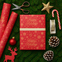 Elegant Festive Red och Guld God jul Presentpapper