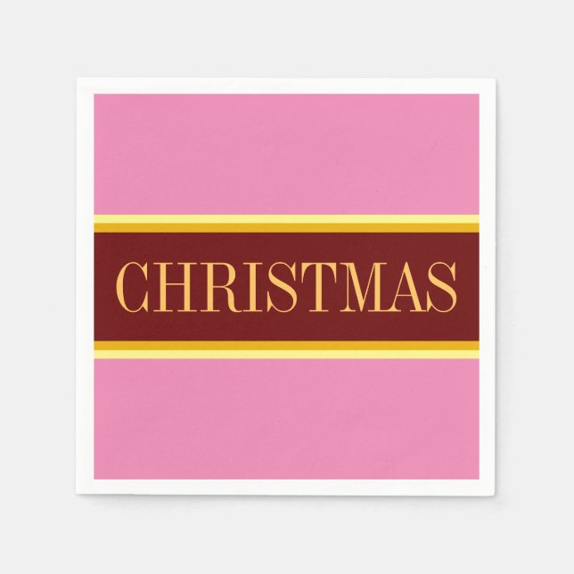 Elegant Festive Rosa Red White CHRISTMAS Rand Pappersservett (Framsidan)