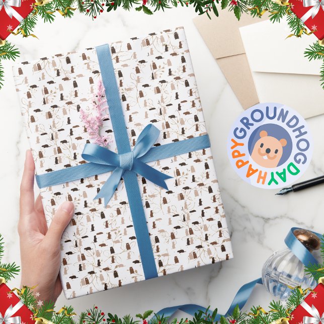 Elegant Festive White and Guld Groundhog Day Presentpapper (Skapare uppladdad)