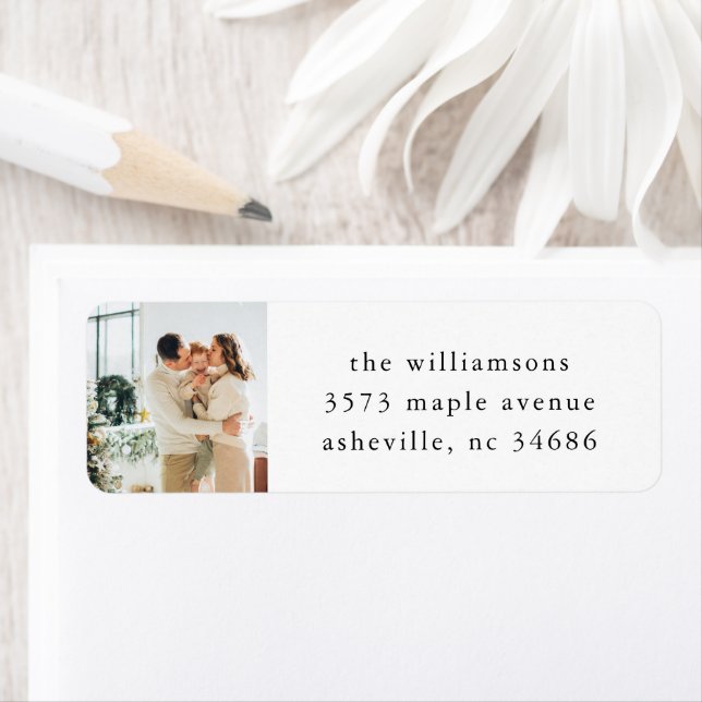 Elegant Festive White Helgdag Photo Returadress Returadress Etikett (Insitu)