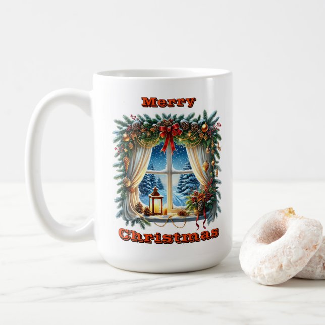 Elegant Festive Window Charm Kaffemugg (Med munk)