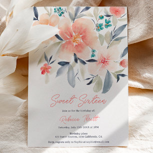 Elegant fet blommigt fallande boho-jordsöt 16 inbjudningar