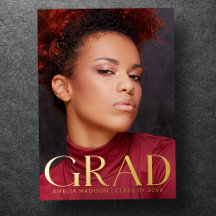 Elegant Fet Classy Grad Photo Announcement Card