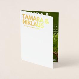 Elegant Fet Forest Grönt Slavic Photo Bröllop Folierat Kort