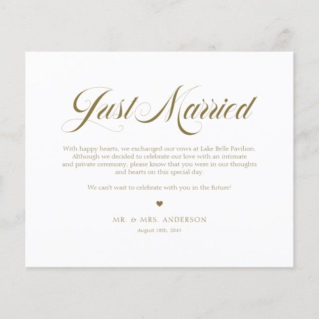 Elegant, fetstil, Ny gifta-kort för guld (Framsida)