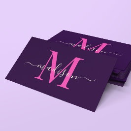 Elegant Fetstiskt monogram Rosa Typografi Feminin Visitkort