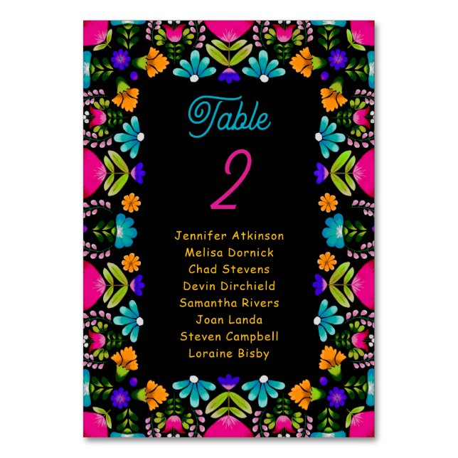 Elegant fiesta bröllop sittande bordsnummer (Framsidan)