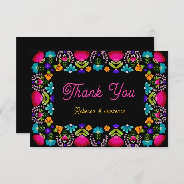 Elegant fiesta bröllop tack kort (Fram/baksida)