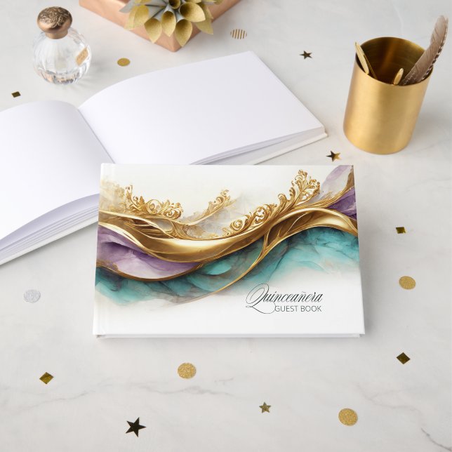 Elegant Fiesta Quinceanera ID1029 Gästböcker (Framsida öppen)