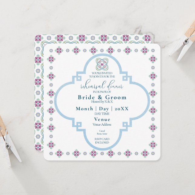 Elegant Fiesta Rehearsal Middagsinbjudan Inbjudningar (Fram/Back In Situ)