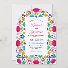 Elegant fiesta wedding white arched inbjudningar