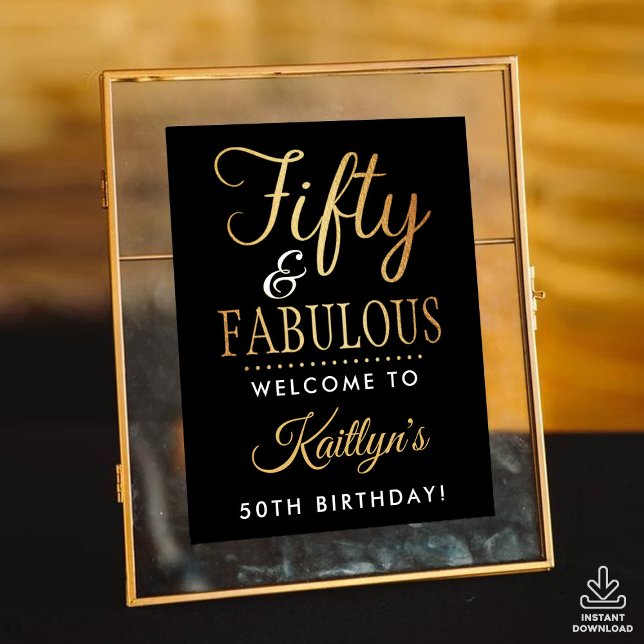 Elegant Fifty and Fabulous! 50th Birthday Party Poster (Skapare uppladdad)