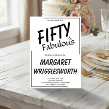 Elegant Fifty & Fabulous svart typografi