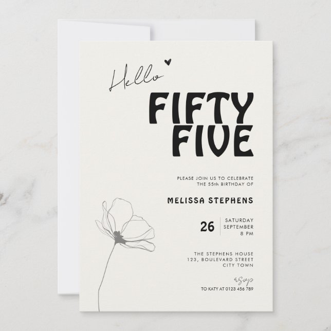 Elegant Fifty Five Fetstil 55-årsdag Inbjudningar (Framsida)