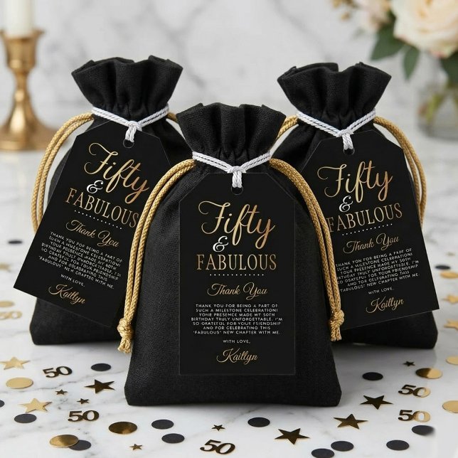 Elegant Fifty och fantastiskt! 50-årsfest Presentetikett (Skapare uppladdad)