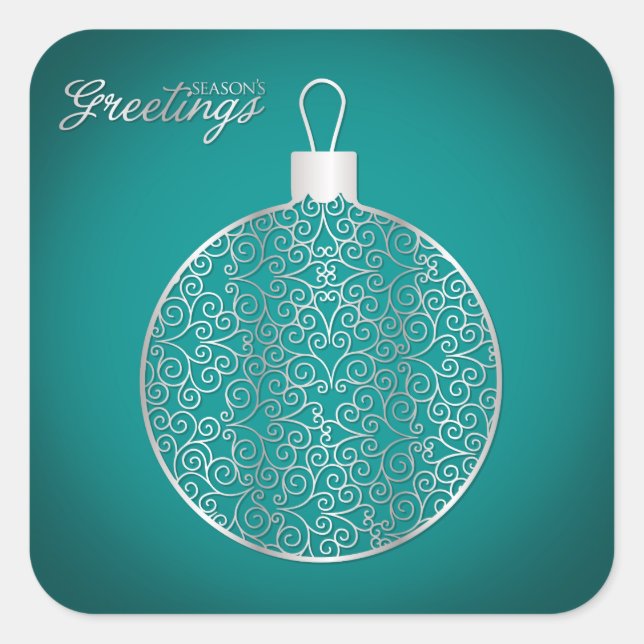 Elegant filigree Bauble Fyrkantigt Klistermärke (Framsida)