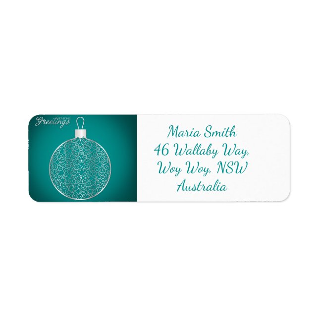 Elegant filigree Bauble Returadress Etikett (Framsidan)