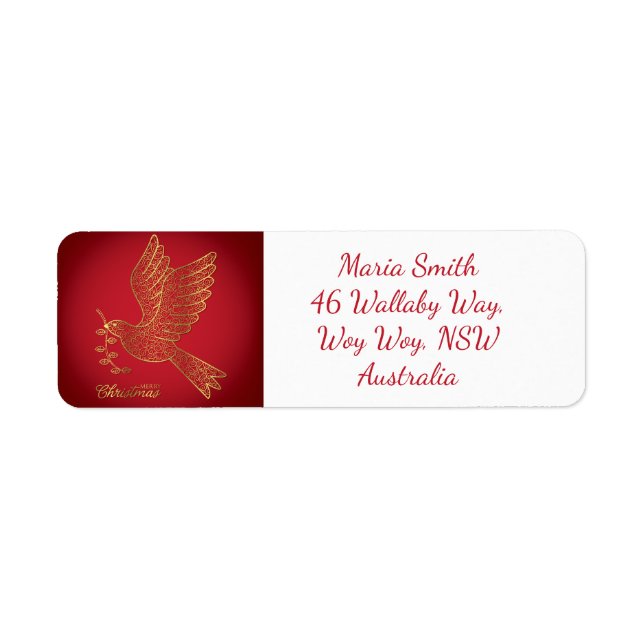 Elegant filigree-duva returadress etikett (Framsidan)