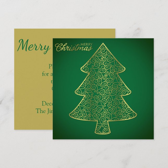 Elegant filigree Julgran Inbjudningar (Fram/baksida)