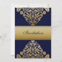 Elegant Filigree Navy Guld Bröllop