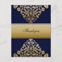 Elegant Filigree Navy Guld Bröllop