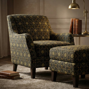 Elegant Filigree Sparkly Shiny Guld & Black Mosaic Tyg