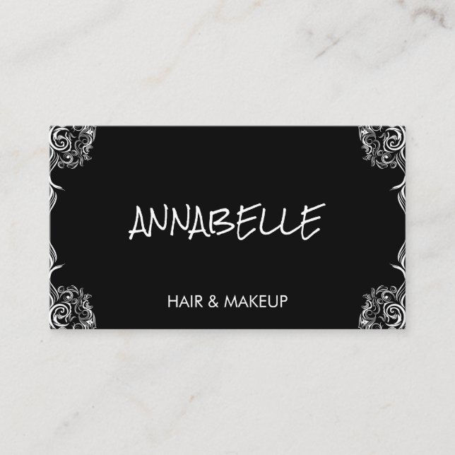 Elegant Finare Corners Black Grått Professionell Visitkort (Framsida)